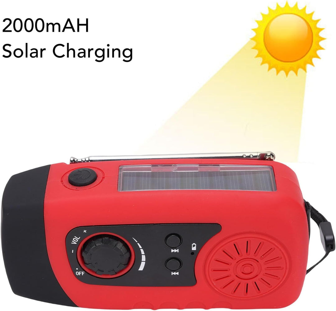 Handcrank Emergency Radio, Tragbares Solarradio mit LED Taschenlampen- und Telefonladegerät, FM Weat