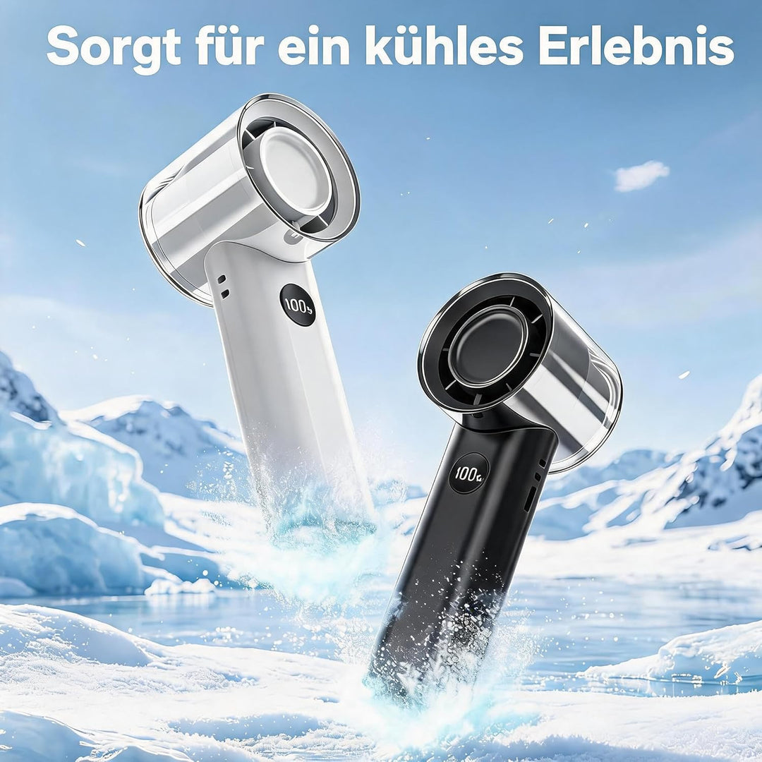 WOWDSGN Handventilator Tragbarer Ventilator Mit 5 Geschwindigkeitsstufen Weiss, Weiss