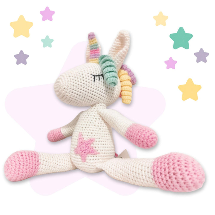 Handgehäkeltes Einhorn Stofftier, Amigurumi-Tierspielzeug, Handgehäkelte originelle Geschenke für Ba