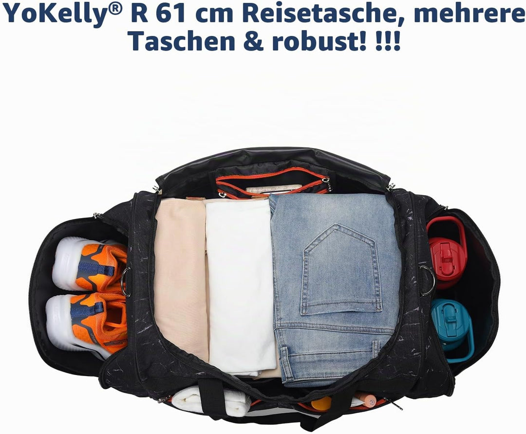 65L Sporttasche Herren Gross - 24 inch Reisetasche mit Hartem Boden und Schuhfach für Sport/Reisen 6