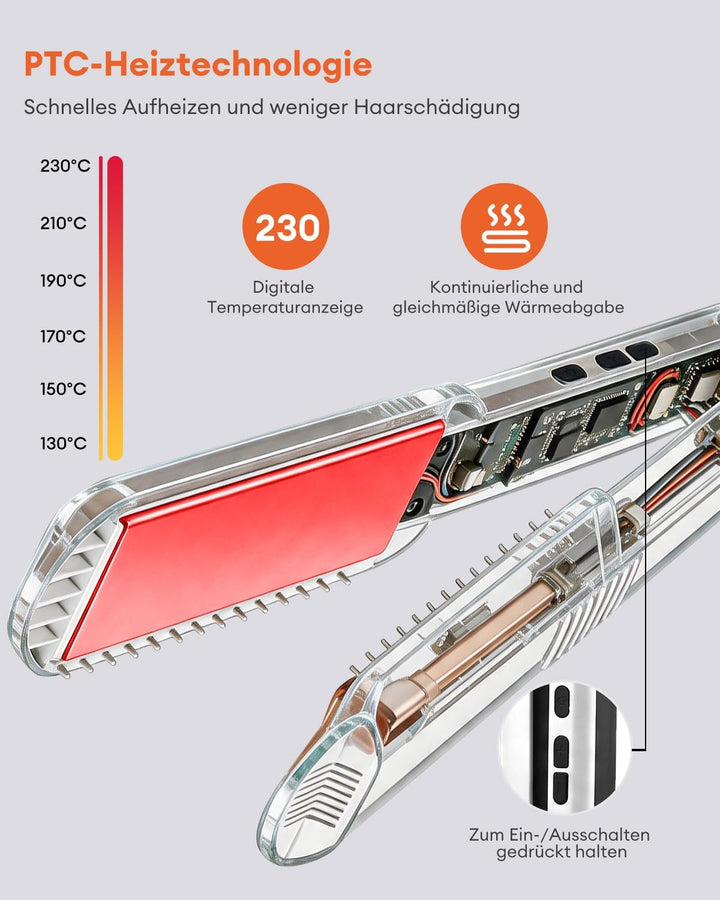 Glätteisen Welleneisen für Haare, 3 in 1 Multistyler Glätteisen Breit Set - Keramik mit Negativen Lo