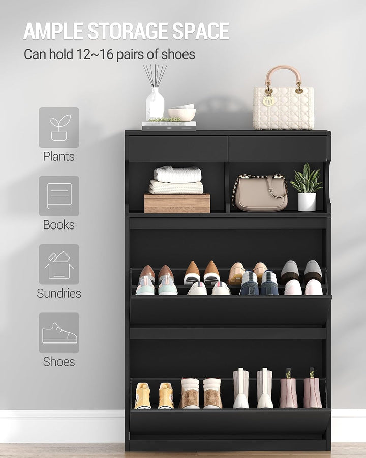 Hzuaneri Schuhschrank, Schuhregal Schuhkipper Schmal, Verstellbar, Schuhkommode für Eingang, Flur, G