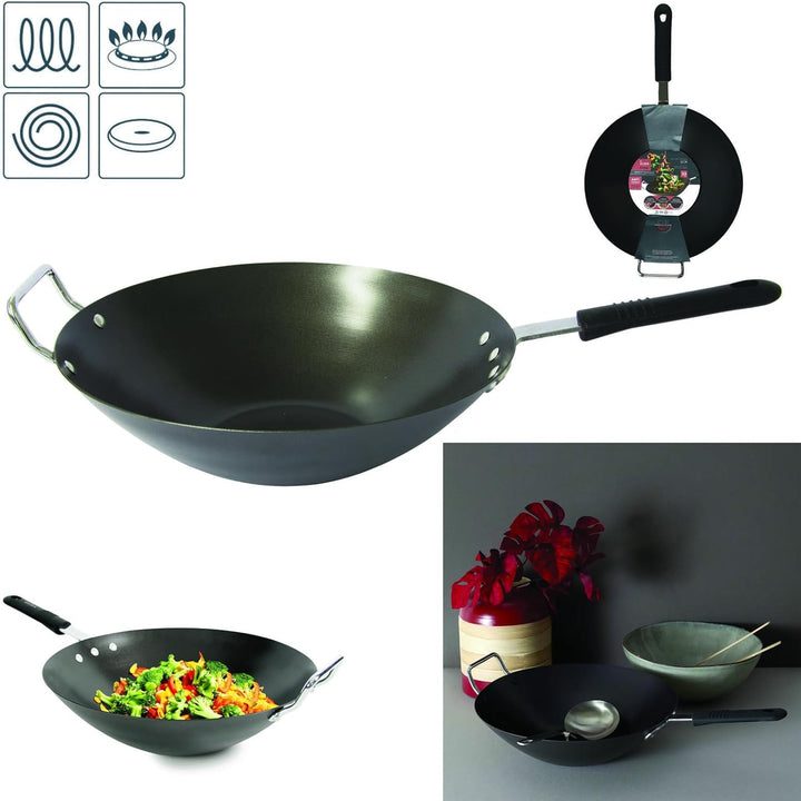 COOK CONCEPT Stahl-Wok für alle Wärmequellen, 33cm