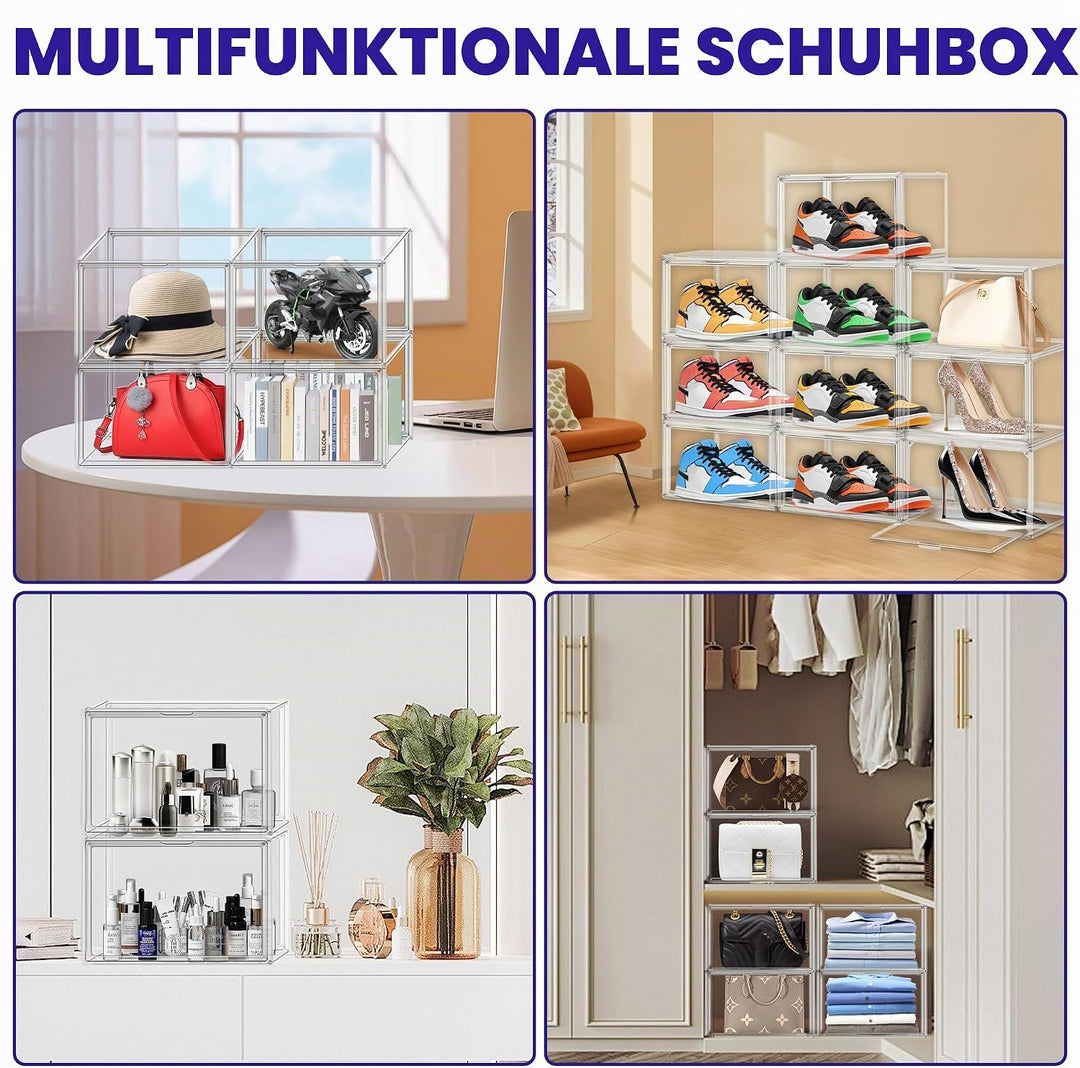 10er Pack Acryl Schuhbox klare Schuh-Displaybox Grösse 47 Transparente Sneaker Aufbewahrungsbox Kuns