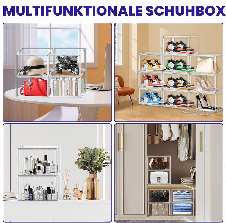 10er Pack Acryl Schuhbox klare Schuh-Displaybox Grösse 47 Transparente Sneaker Aufbewahrungsbox Kuns