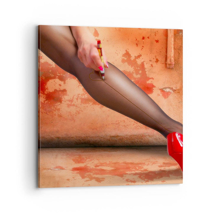 ARTTOR Bilder auf Leinwand 70x70cm Leinwandbild Bein Strumpf Mode Ferse Gross Wanddeko Bild Schlafzi