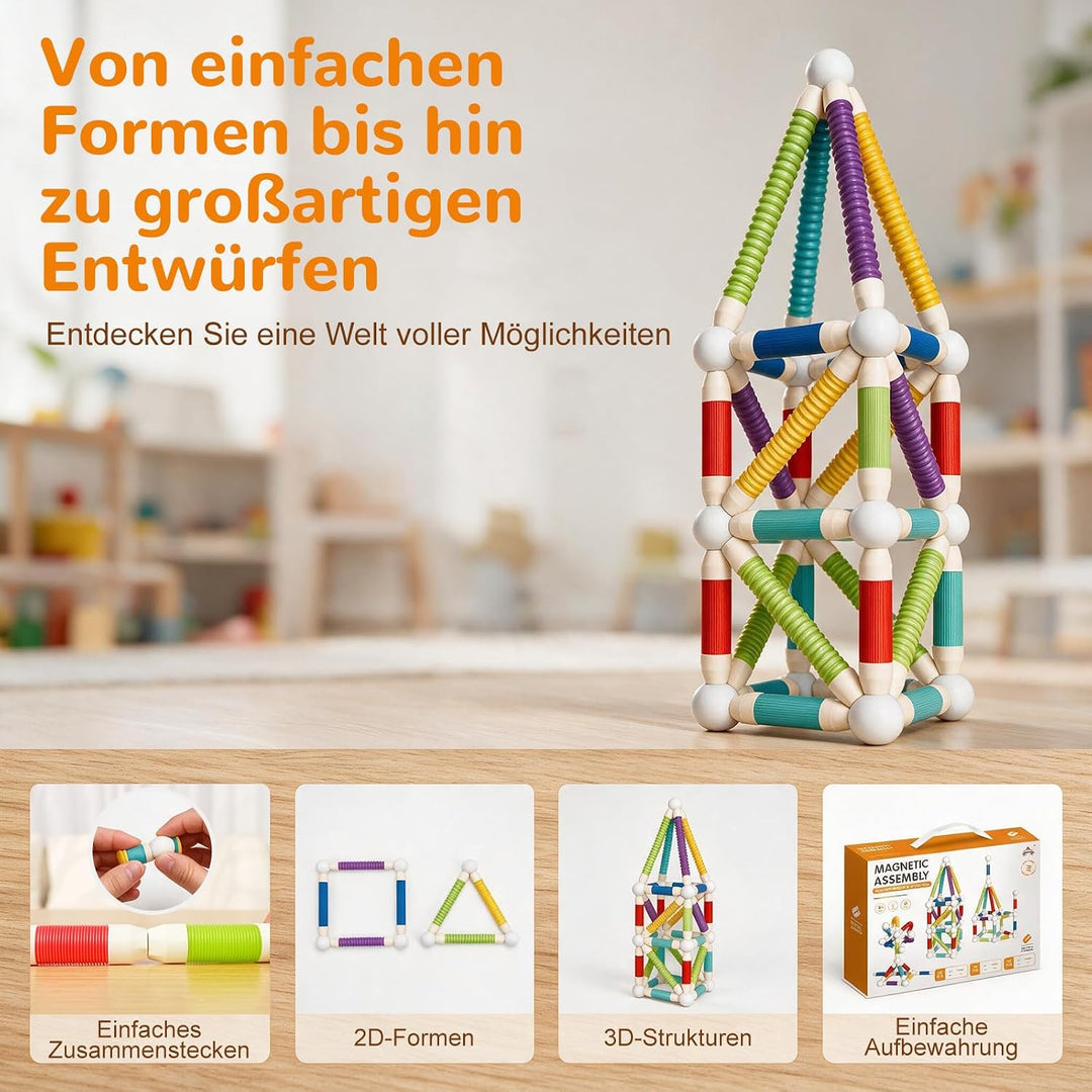 Mostop 45PCS Teleskopierbare Flexible Magnetische Baustäbchen
