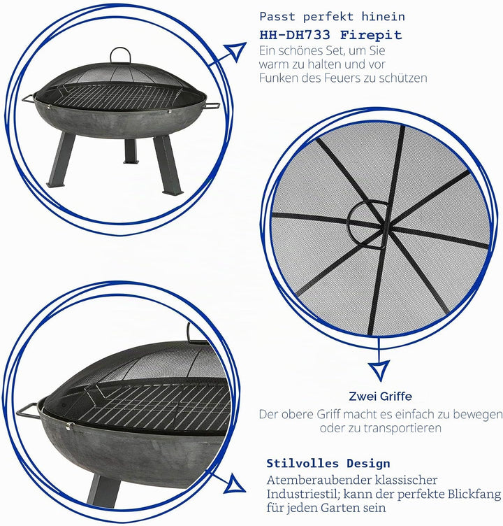 Harbour Housewares Runde Feuerstelle Spark Guard - 72,5cm - Grau