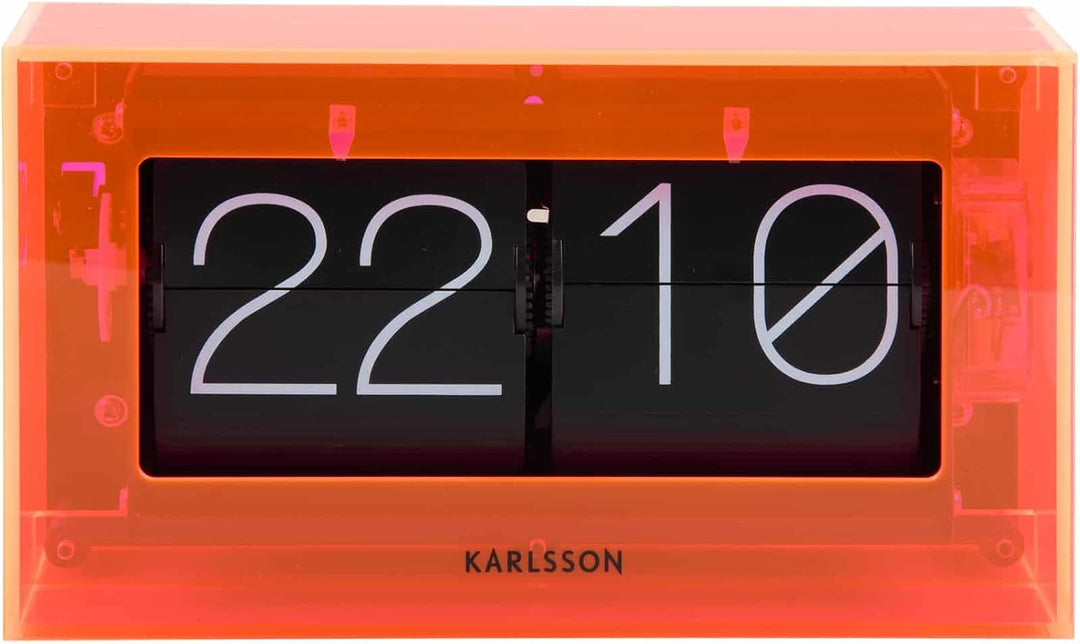 Karlsson Tischuhr Boxed Flip - Orange - 20.7x7.1x11.7cm