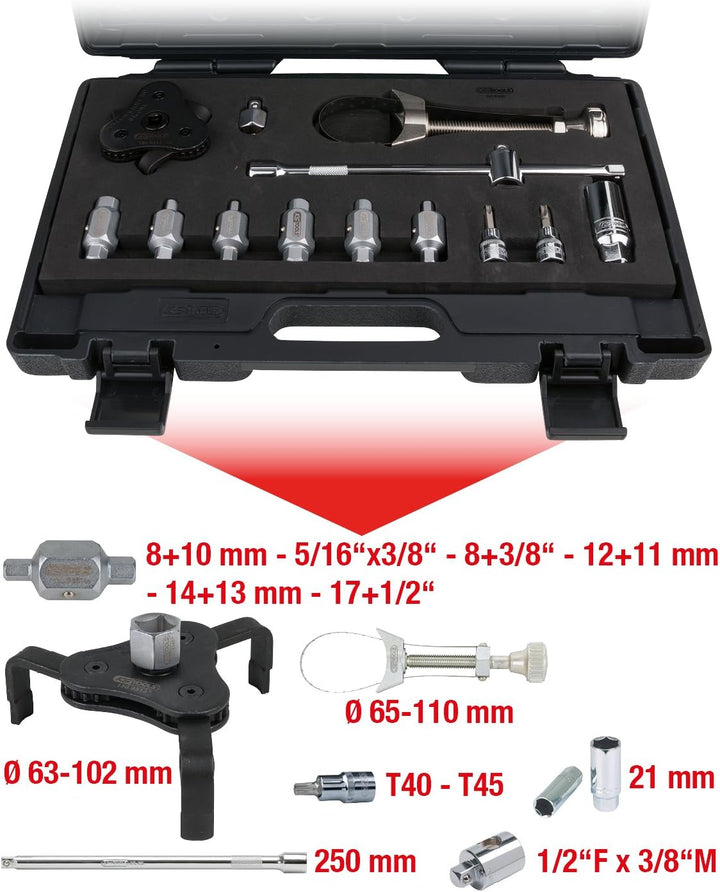 KS Tools 150.9300 Ölablassschrauben- und Ölfilter-Satz, 13-tlg.