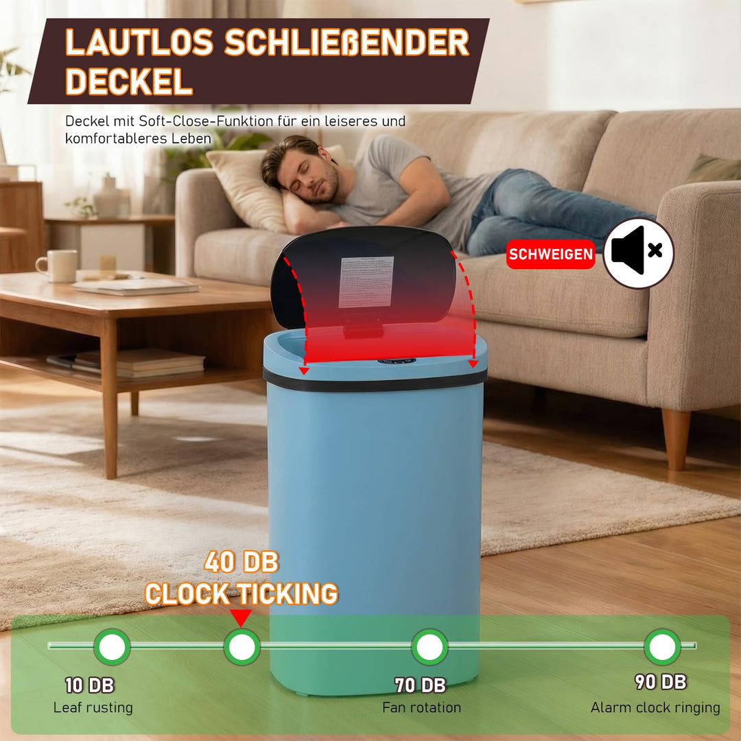 FDW Mülleimer mit Sensor &amp; Deckel, Kunststoff, 50 L Küchenmülleimer, Smart, Automatisch, Berührungsl
