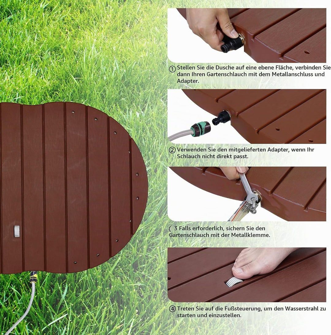 CCLIFE Gartendusche Bodendusche Outdoor Aussendusche Rostrot, Rostrot