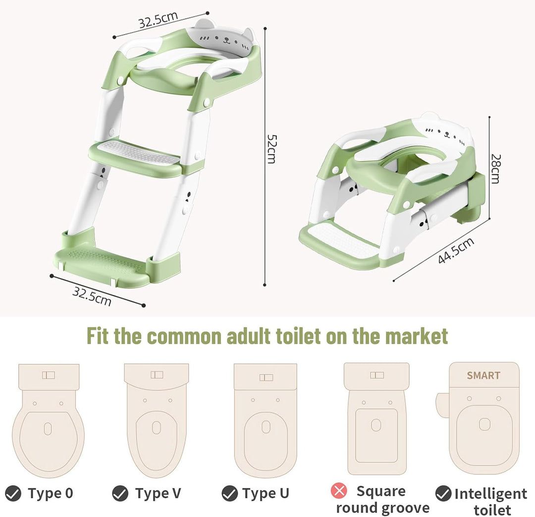 3-in-1 Toilettenleiter für Kinder mit Sitz und Treppe – Höhenverstellbarer Kinder Toilettensitz mit