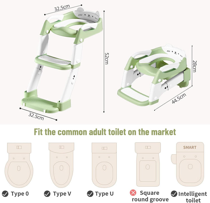 3-in-1 Toilettenleiter für Kinder mit Sitz und Treppe – Höhenverstellbarer Kinder Toilettensitz mit