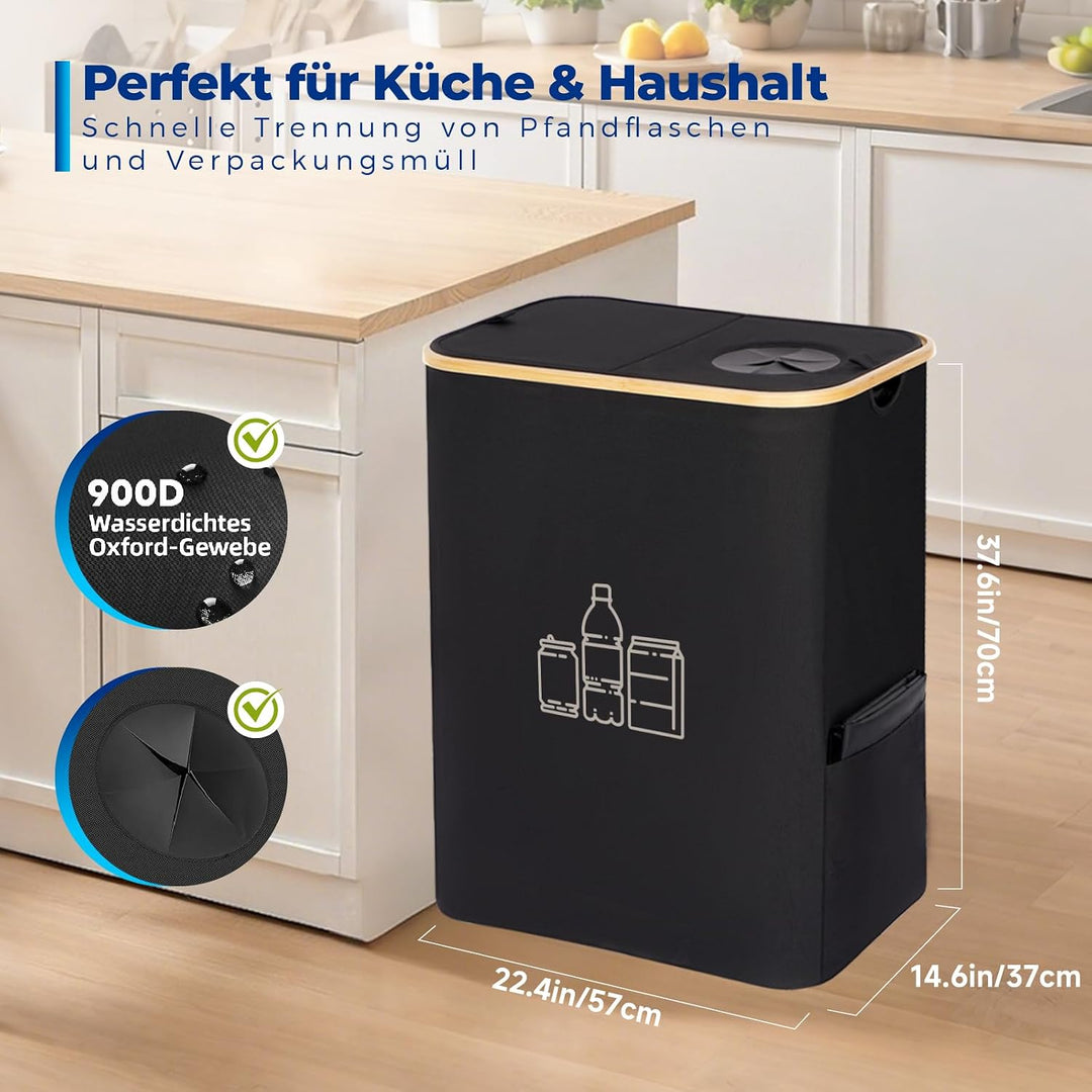160L Gelber Sack Ständer + Pfandflaschen Sammelbehälter 2-in-1,Für 60L-120L Gelber Sack，Gelber Sack