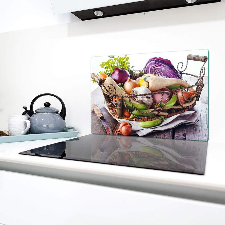TMK |Herdabdeckplatte 80x52 cm 1-teilig Ceranfeldabdeckung Induktion Herdschutz Spritzschutz Glaspla