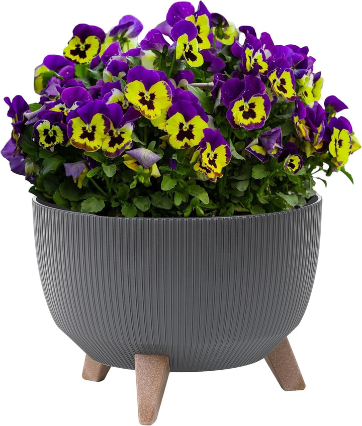 MELTOM Blumentopf Schale mit Füssen Einsatz Kräutertopf Übertopf Pflanzschale Eco Recycled (Anthrazi