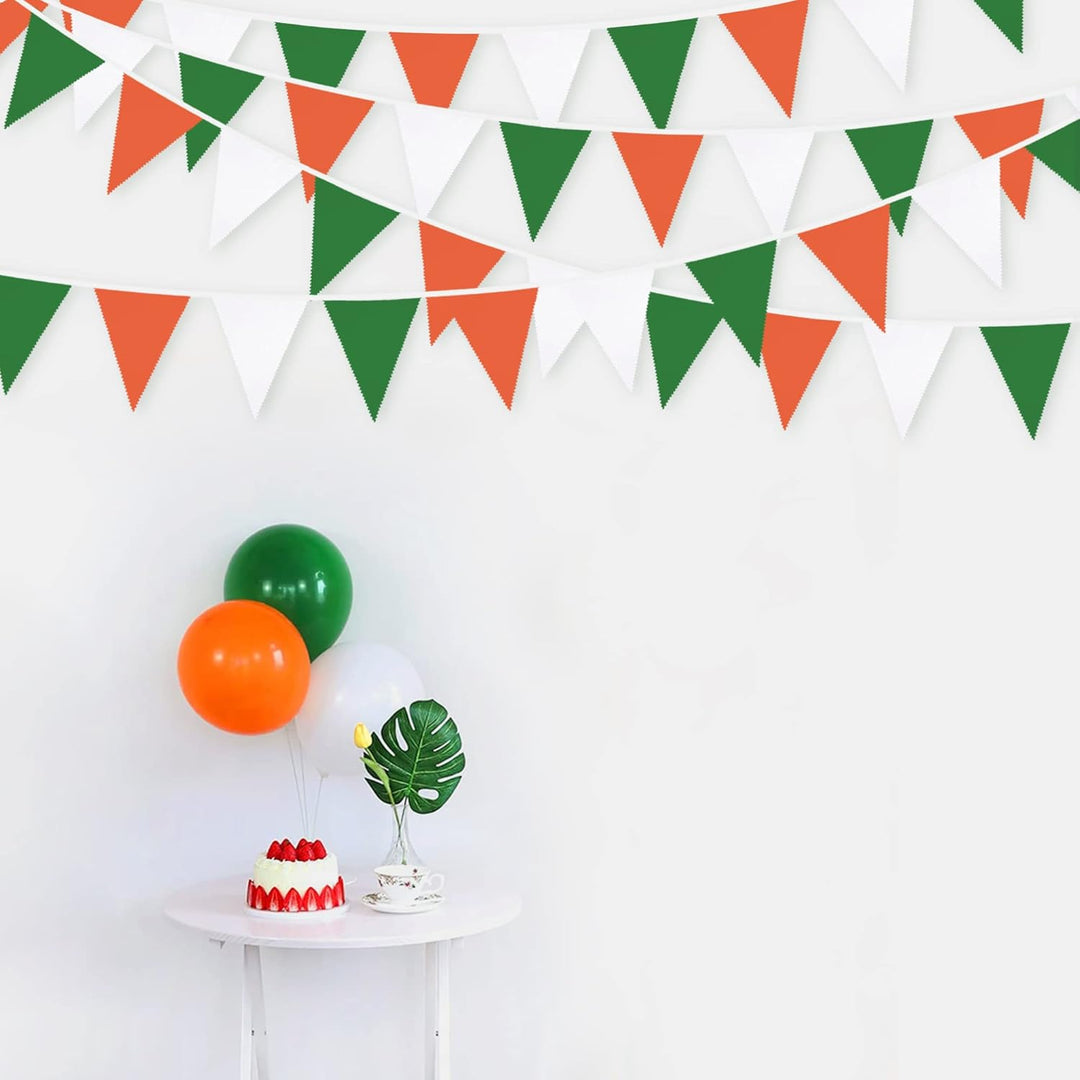 32Ft Grün Orange Weiss Wimpelkette Banner Party Dekoration Stoff Wimpel Dreieck Flagge Girlande für