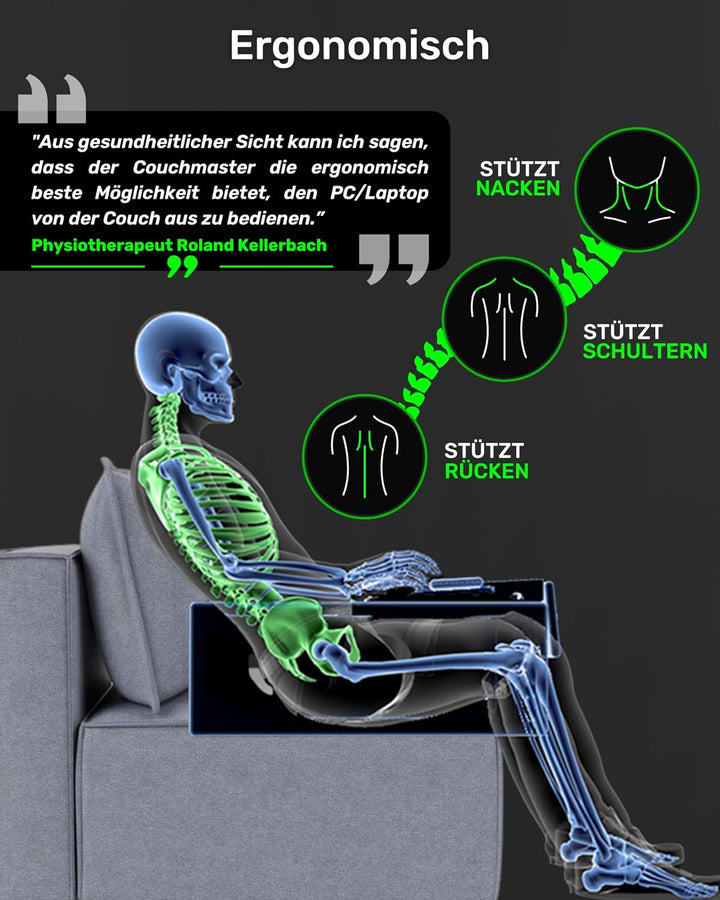 Couchmaster® CYBOT (Ergonomisches Lapdesk für Notebooks oder Wireless Peripherie, inkl. Kissen, geei