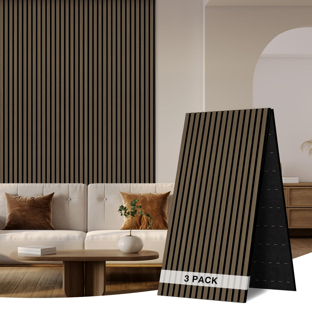 Faltbar Akustikpaneele Holz 240x60cm-3 Stück(4,32m²) Wandpaneele mit Holzfurnier Holzpaneele Wand Ac