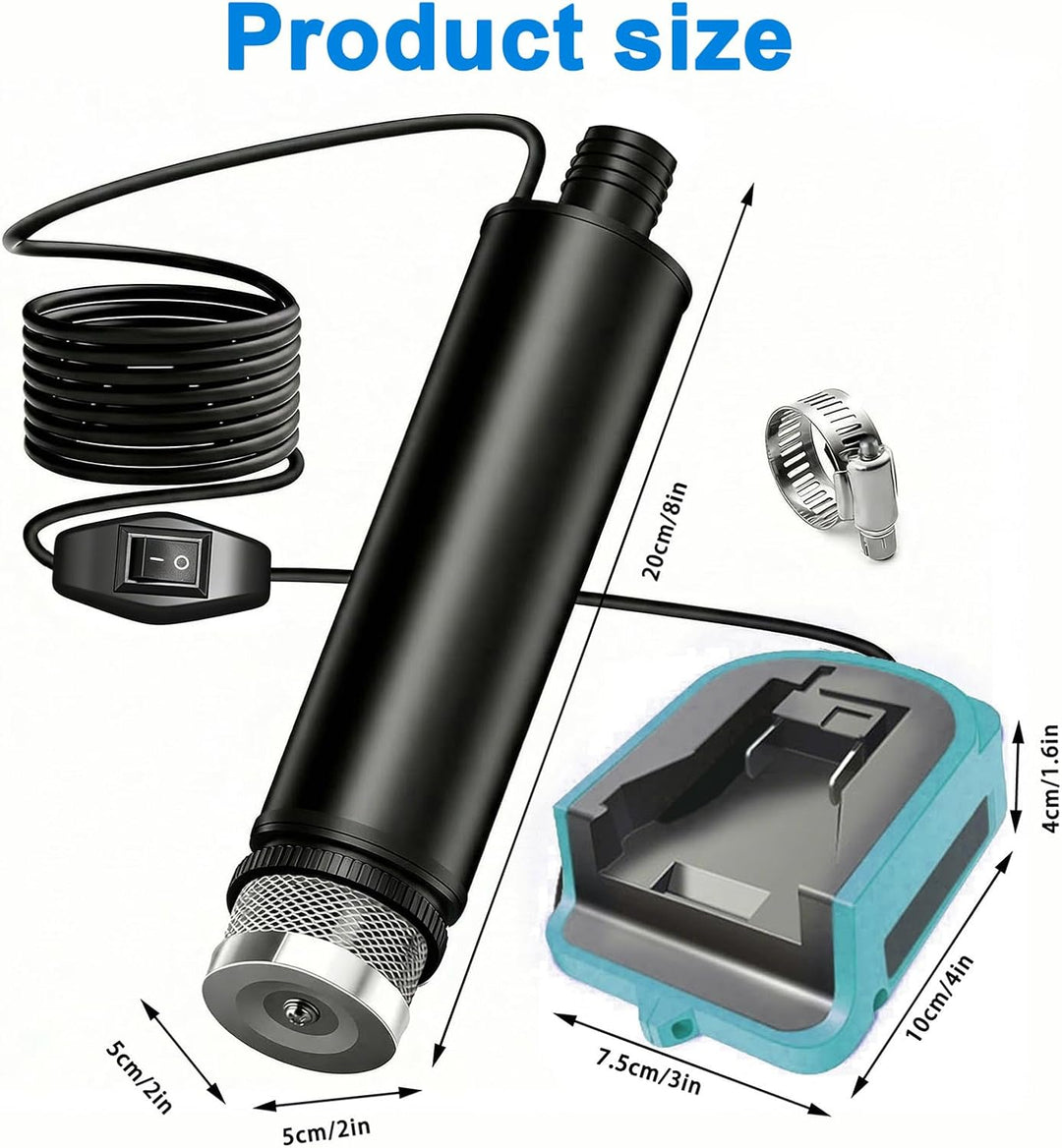 Kabellose Tauchwasserpumpe Kompatibel mit Makita 18V Akku, 635GPH Wassertransferpumpe IPX8 Wasserdic