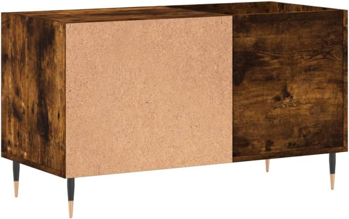 Plattenschrank Räuchereiche 85x38x48 cm Holzwerkstoff mit Eisenbeinen, geräumiger Mediaschrank für S