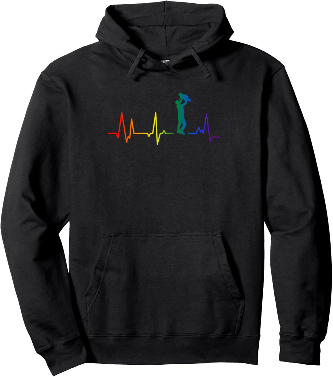 Junger Papa Herzfrequenz LGBTQ Heartbeat Vater Nachwuchs Pullover Hoodie