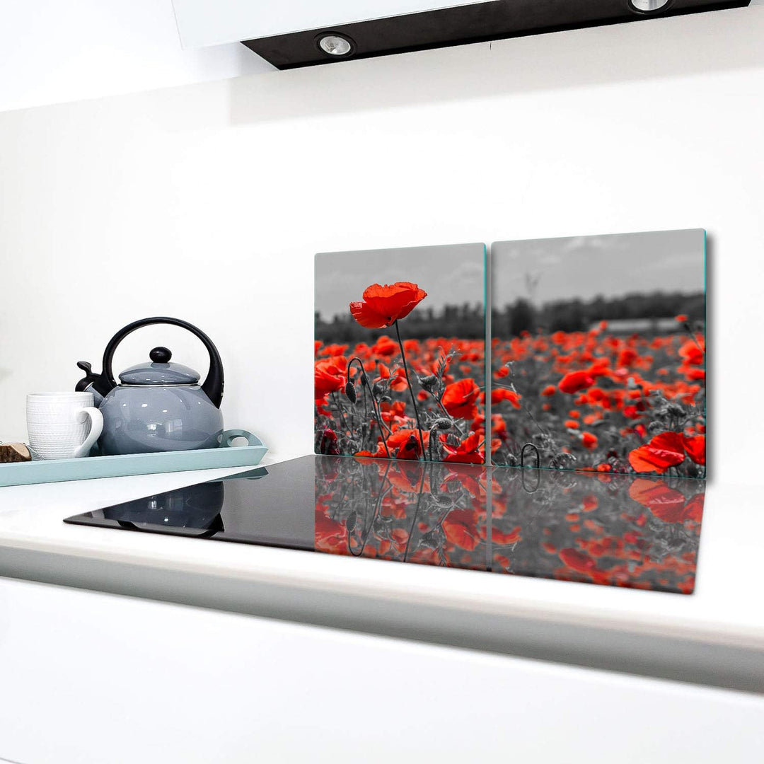 TMK | Herdabdeckplatten Set 2x40x52 cm Ceranfeld Abdeckung Glas Spritzschutz Abdeckplatte Glasplatte