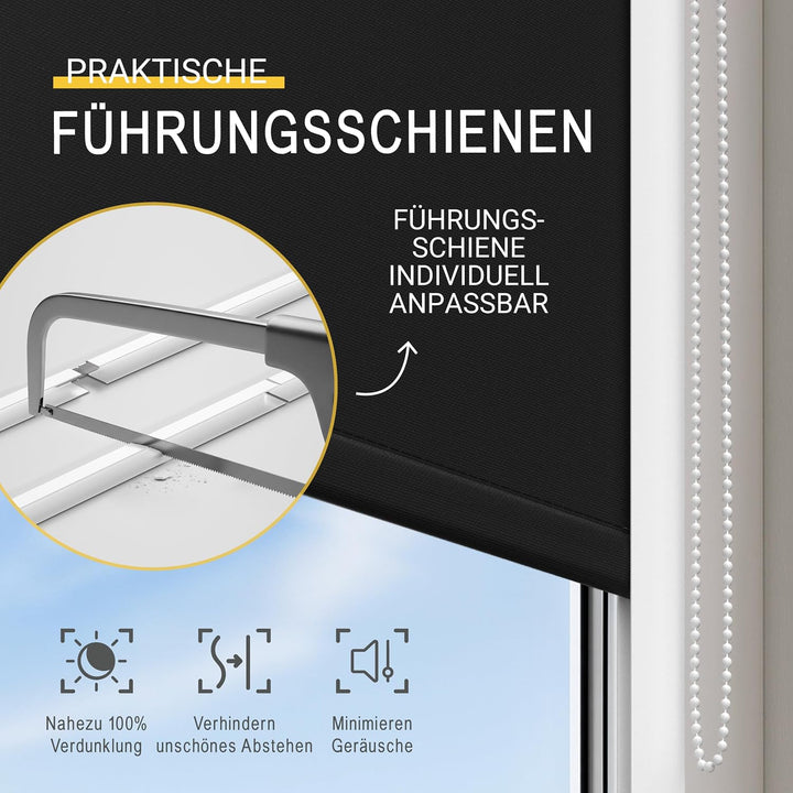 Sol Royal Kassettenrollo mit Führungsschiene SolReflect K24 100x175 cm Schwarz - Blackout Thermoroll