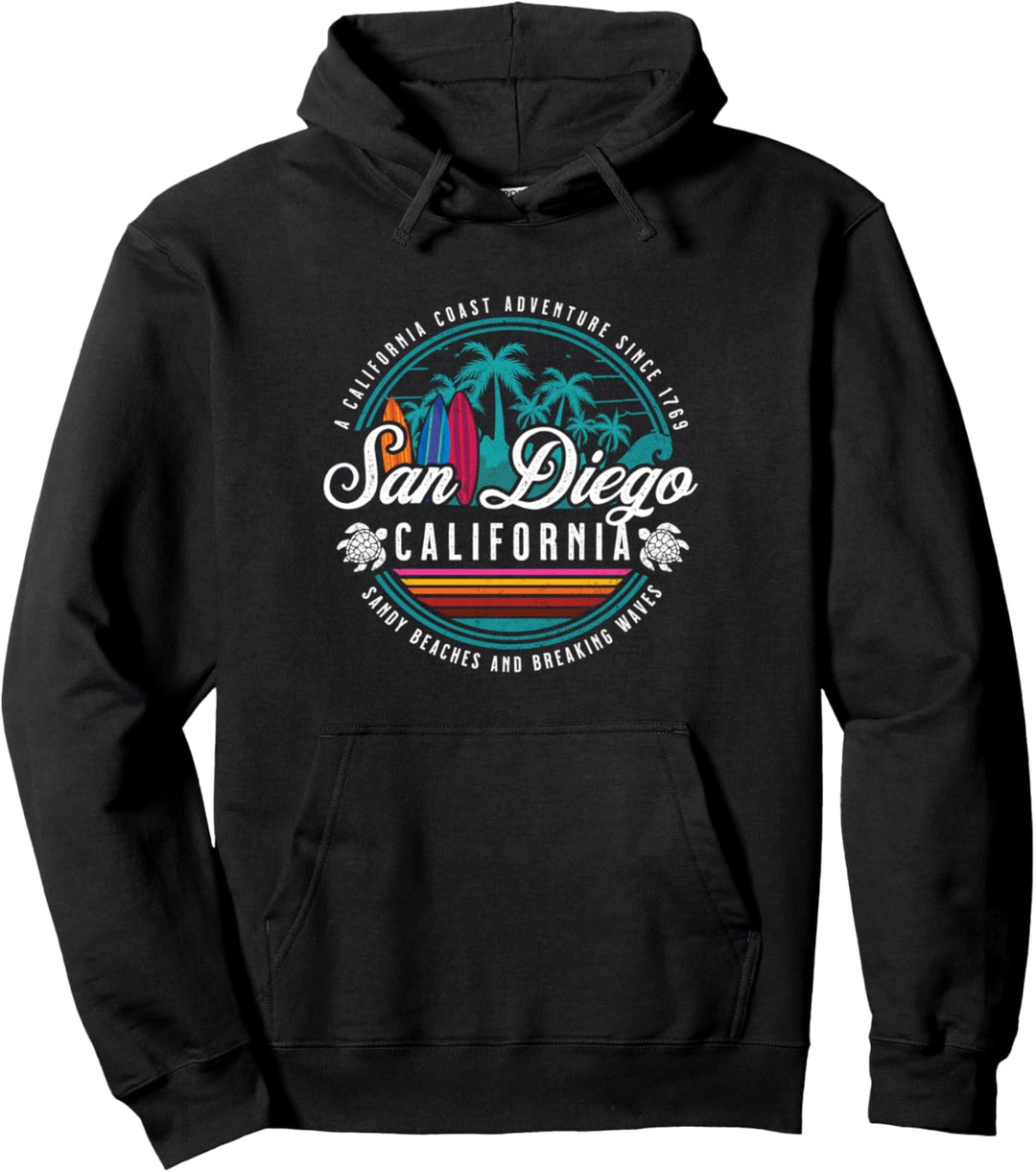 San Diego California Sandy Beaches Breaking Waves Surfen Pullover Hoodie
