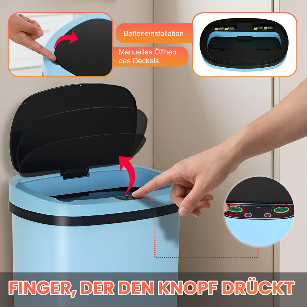 FDW Mülleimer mit Sensor &amp; Deckel, Edelstahl, 50 L Küchenmülleimer, Smart, Automatisch, Berührungslo