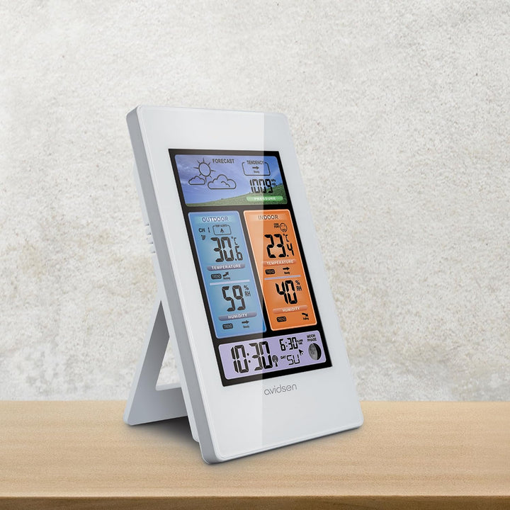 Avidsen - Avidsen 107251 Hochformat Wetterstation mit Hintergrundbeleuchtung und Mondzyklusanzeige