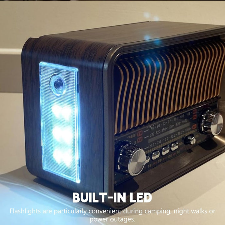 Retro Radio Bluetooth AM/FM/SW, Tragbares Nostalgie Kofferradio, Vintage Radio mit USB/TF/AUX MP3 Wi