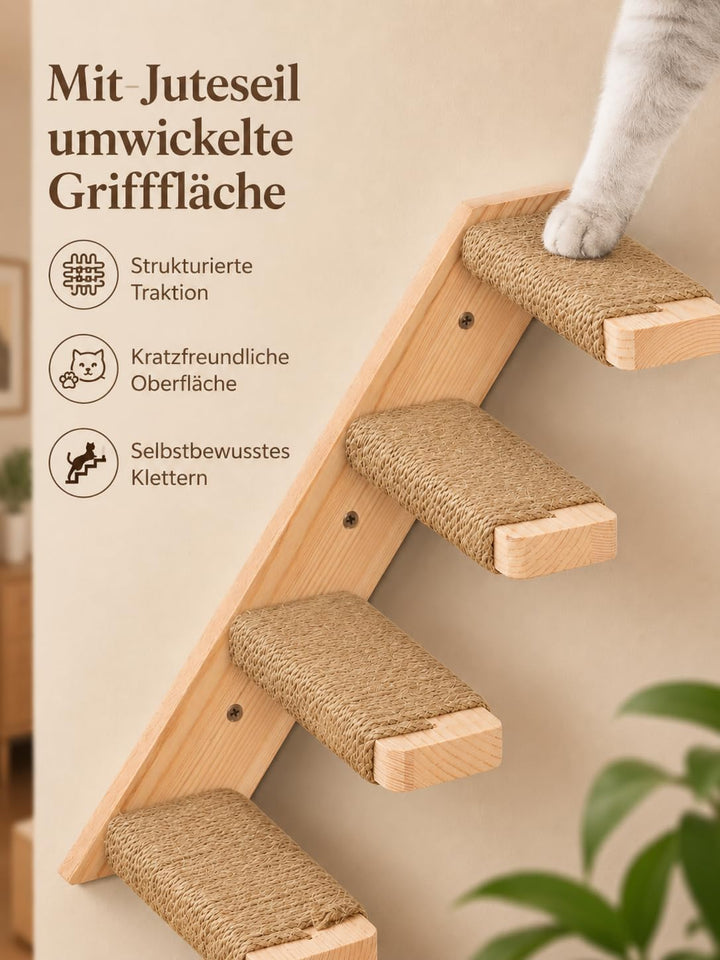 4-Teilig Kletterwand Katzen, Wandmontiertes Katzenhängematte, Katzen Kletterwand Set, Katzenbett zum