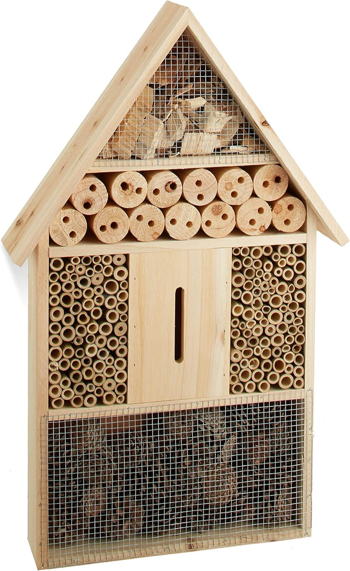 Relaxdays Insektenhotel L stehend, Nisthilfe für Bienen &amp; Insektenhotel 50 cm gross, Zum Aufhängen,