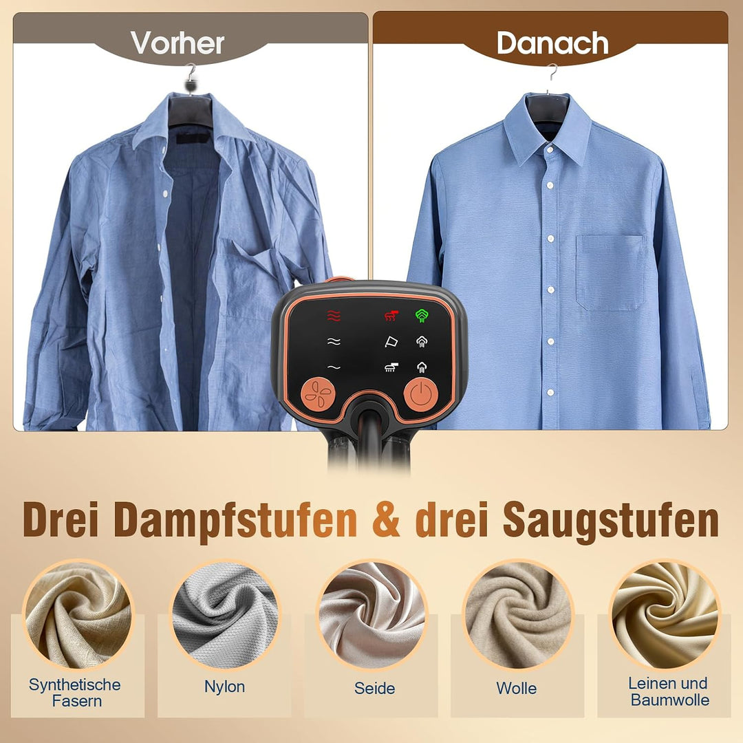 Dampfglätter mit Saugfunktion, 2100W Reisebügeleisen mit 5000Pa Saugkraft, 35 g/min Dampf, 440 ml Wa