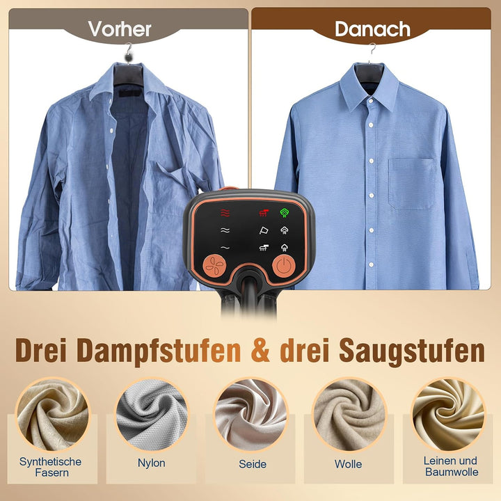 Dampfglätter mit Saugfunktion, 2100W Reisebügeleisen mit 5000Pa Saugkraft, 35 g/min Dampf, 440 ml Wa