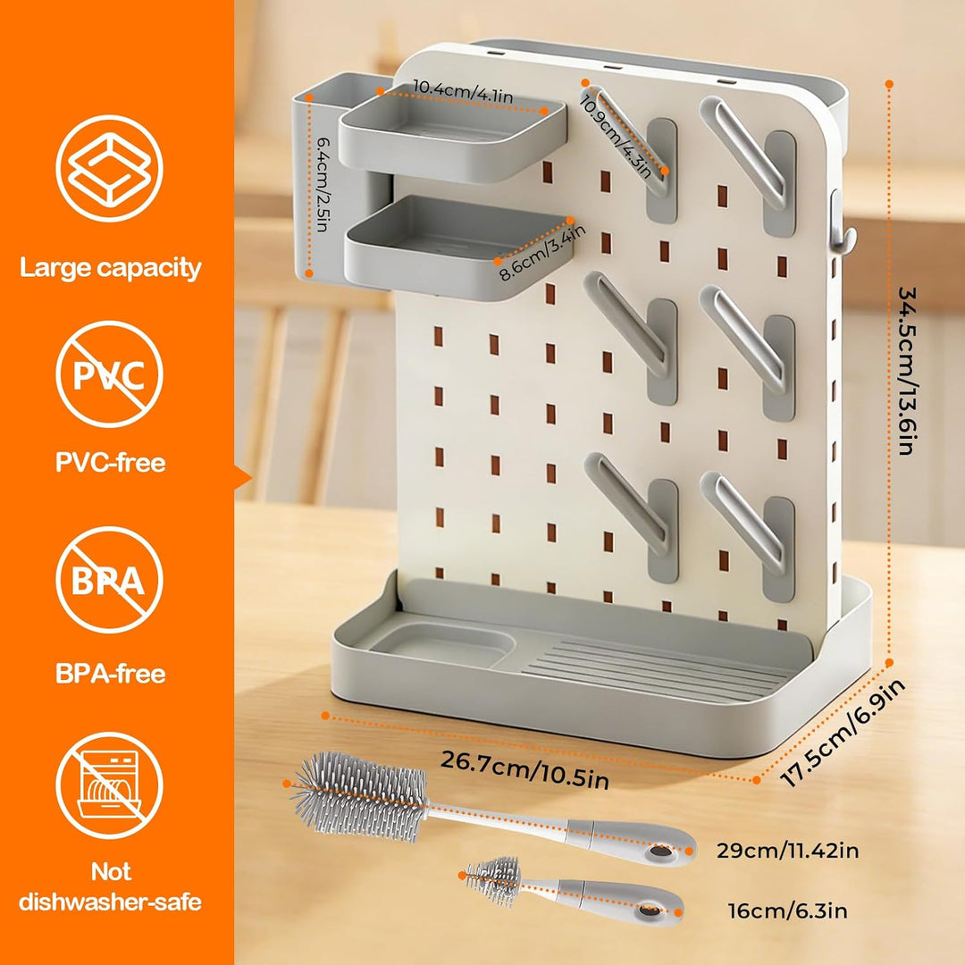 auvstar Trockenständer Babyflaschen mit Flaschenbürsten Set,Abtropfgestell Flaschen Baby,Platzsparen