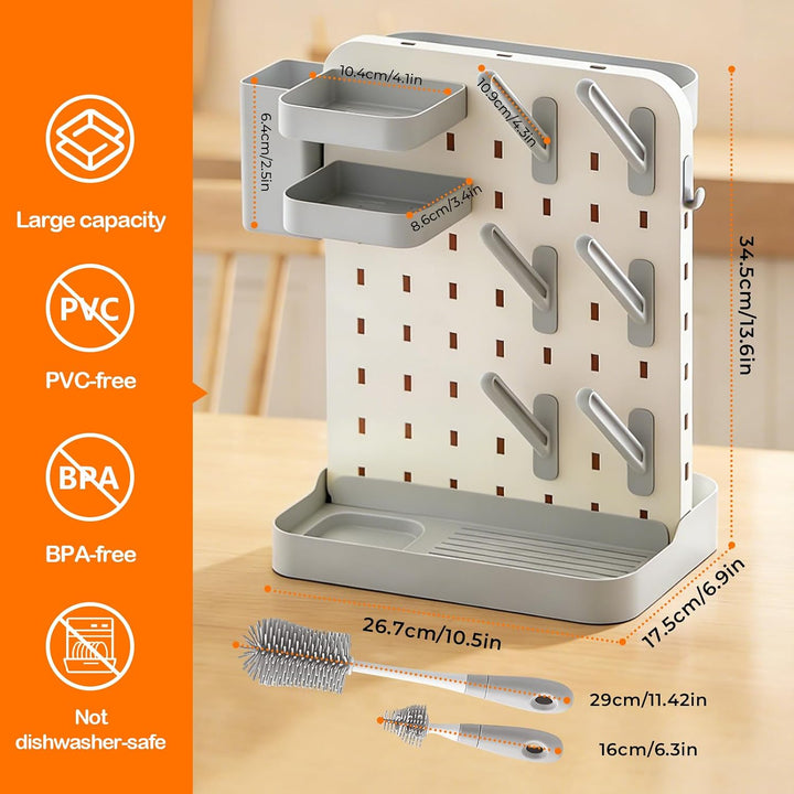 auvstar Trockenständer Babyflaschen mit Flaschenbürsten Set,Abtropfgestell Flaschen Baby,Platzsparen