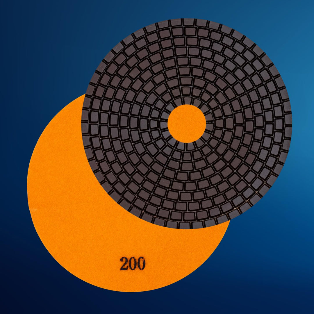 EDW Profi Diamant Schleifpad-Set NASS, Starter -Set, 100mm, Körnung 50 + 200, Klett-Aufnahmeteller M