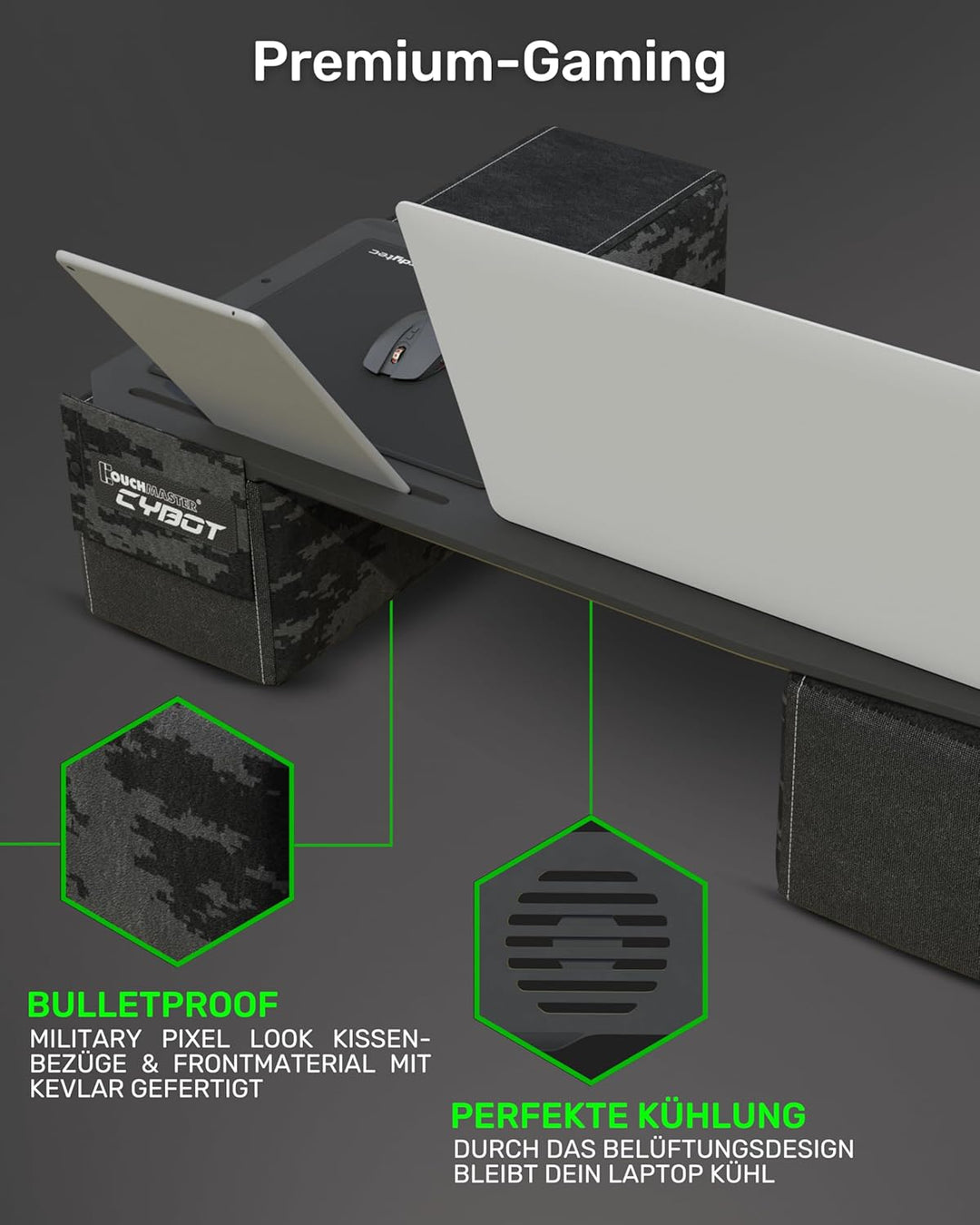 Couchmaster® CYBOT (Ergonomisches Lapdesk für Notebooks oder Wireless Peripherie, inkl. Kissen, geei