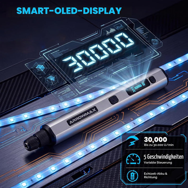 ARROWMAX 5 Gänge Mini Multifunktionswerkzeuge mit OLED, 30000 U/min SGS, SGS