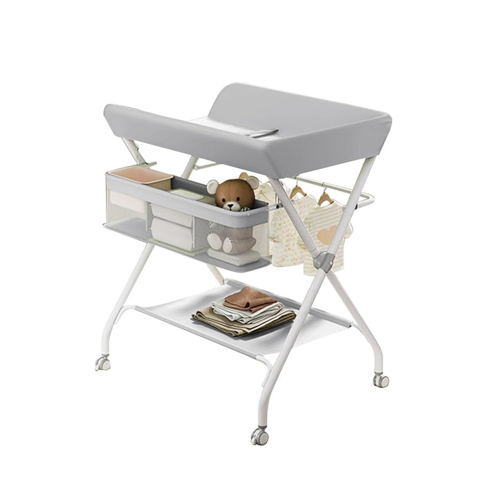 GarveeHome Wickeltisch Mobiler, Wickelstation Mit Aufbewahrungskorb, Klappbarer Wickelkommode, Wicke