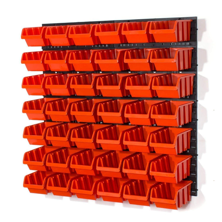 Wandregal, mit 46 Elementen, 42 Sichtboxen, Orange