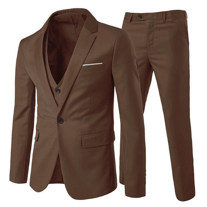 Anzug Herren Slim Fit 3 Teilig Anzüge Herrenanzug Sakko für Hochzeit Business L Dunkelkaffee, L Dunk