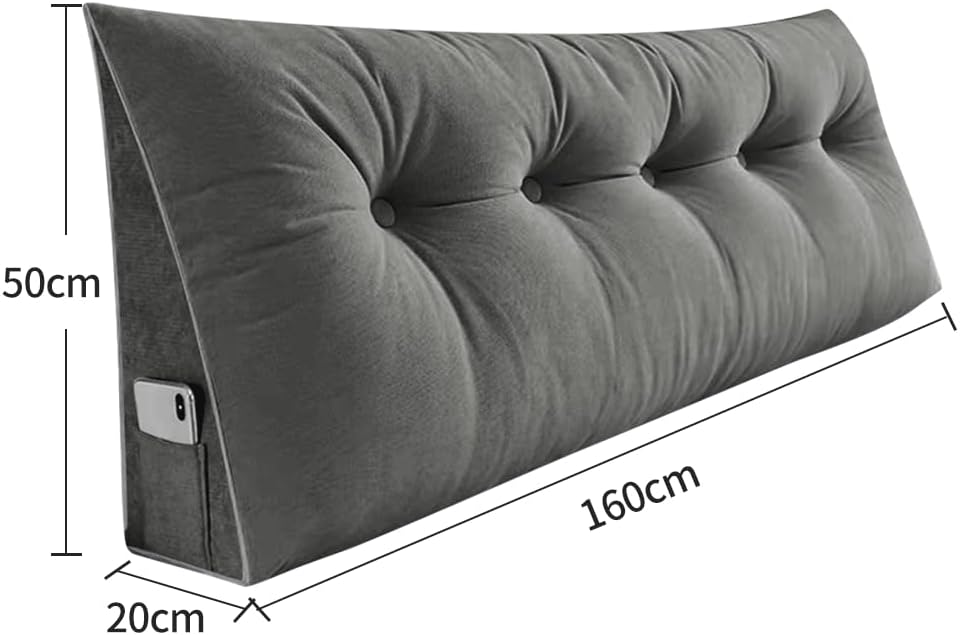 Rückenkissen 160 cm Breit - Lesekissen für Bett und Sofa Keilkissen Rückenpolster Kissen mit Waschba