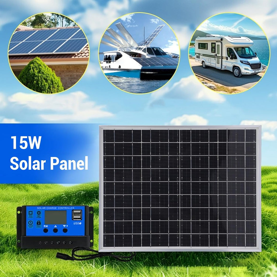 Tragbare Sonnenkollektoren 15W 12V 24V Auto Adaptatives Solarmodul Kit Mit 60A Controller Wasserschu