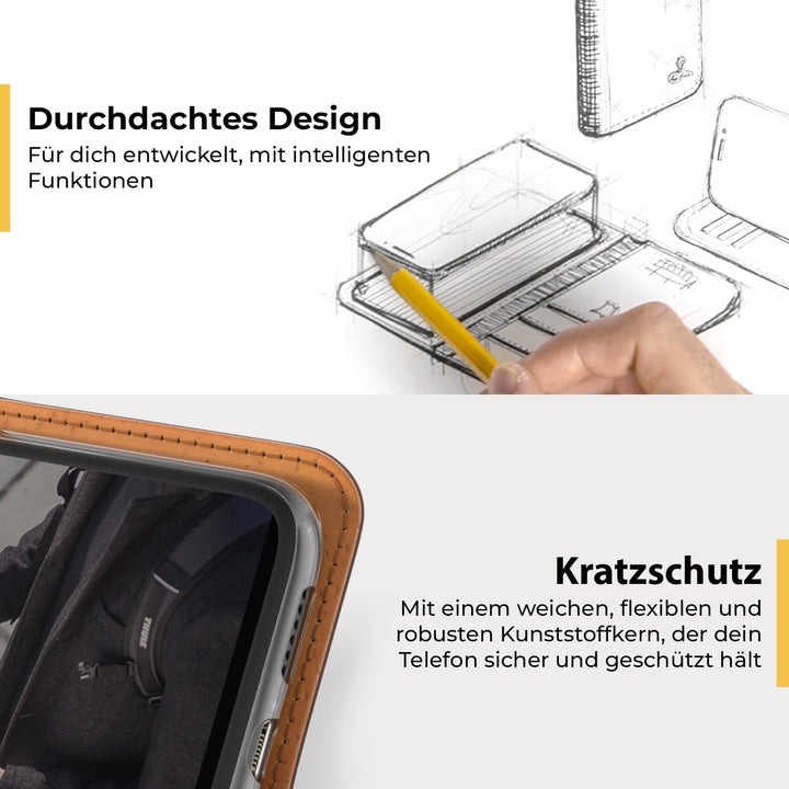 Snakehive iPhone 11 Hülle Leder | Stylische Handyhülle mit Kartenhalter &amp; Standfuss | Handyhülle Sch