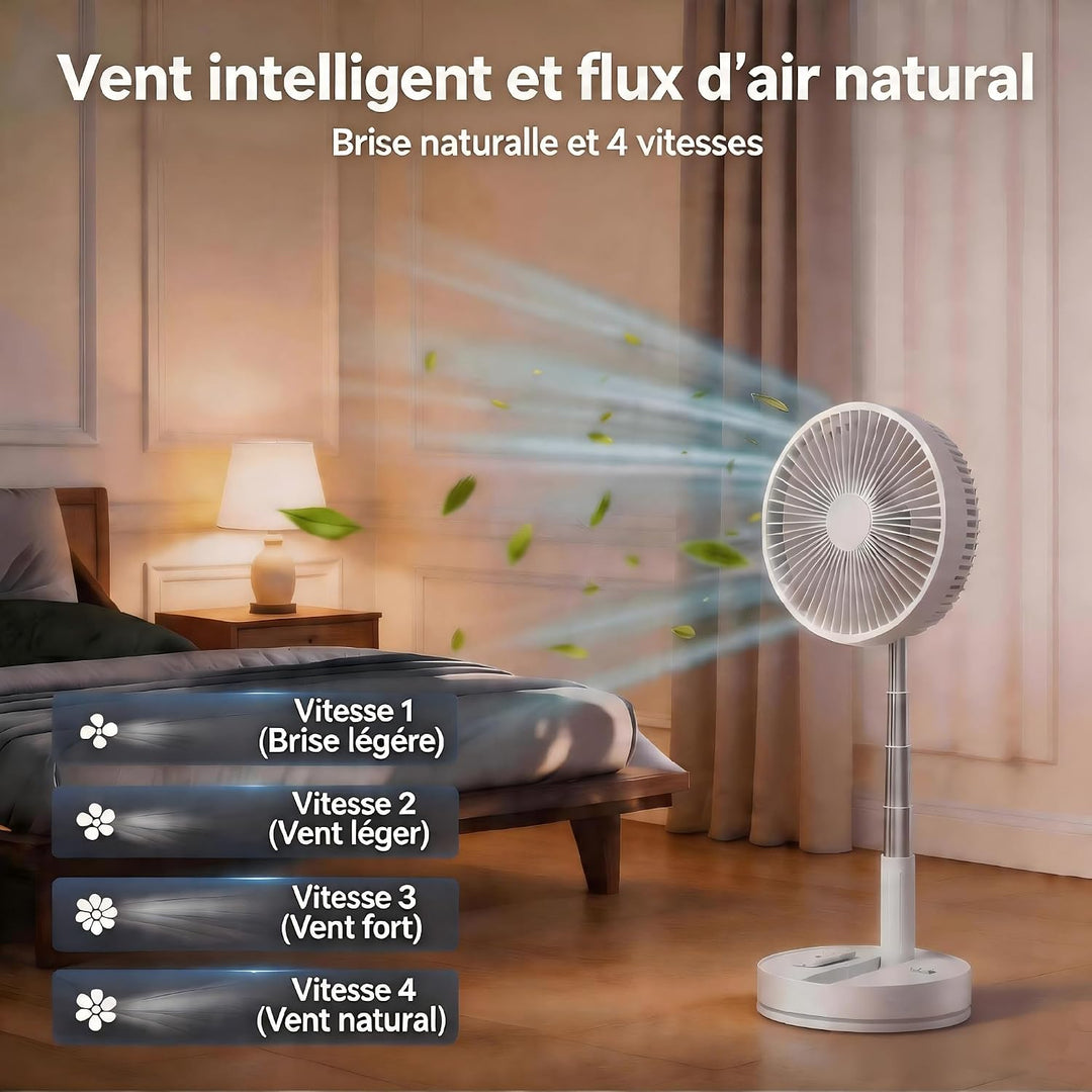 LBSTP 8 Zoll Ventilator Faltbarer mit Fernbedienung, 8000mAh Akku USB Standventilator Fans Tragbarer