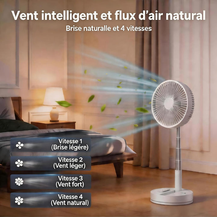 LBSTP 8 Zoll Ventilator Faltbarer mit Fernbedienung, 8000mAh Akku USB Standventilator Fans Tragbarer